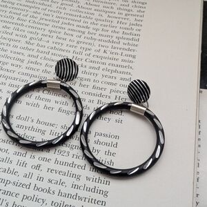 Elegant Black and Silver Hoop Earrings